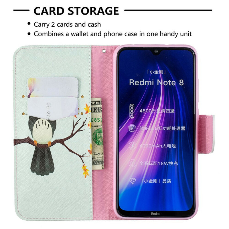 Xaomi Redmi Note 8 Case Uil neergestreken op de tak