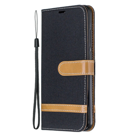 Xiaomi Redmi Note 8 stof en leer effect riem case
