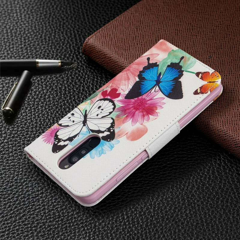 Xiaomi Redmi 8 Beschilderde Vlinders en Bloemen Case