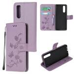 Sony Xperia 5 Vlinders en Bloemen Koord Hoesje Sony Xperia 5 Vlinders en Bloemen Koord Hoesje