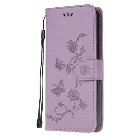 Sony Xperia 5 Vlinders en Bloemen Koord Hoesje