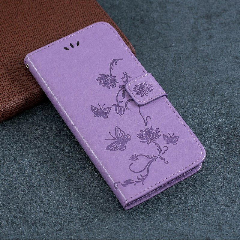 Sony Xperia 5 Vlinders en Bloemen Koord Hoesje Sony Xperia 5 Vlinders en Bloemen Koord Hoesje