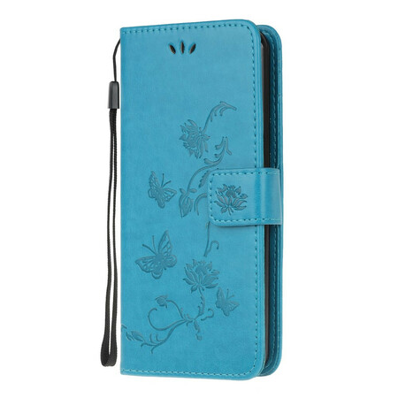 Sony Xperia 5 Vlinders en Bloemen Koord Hoesje