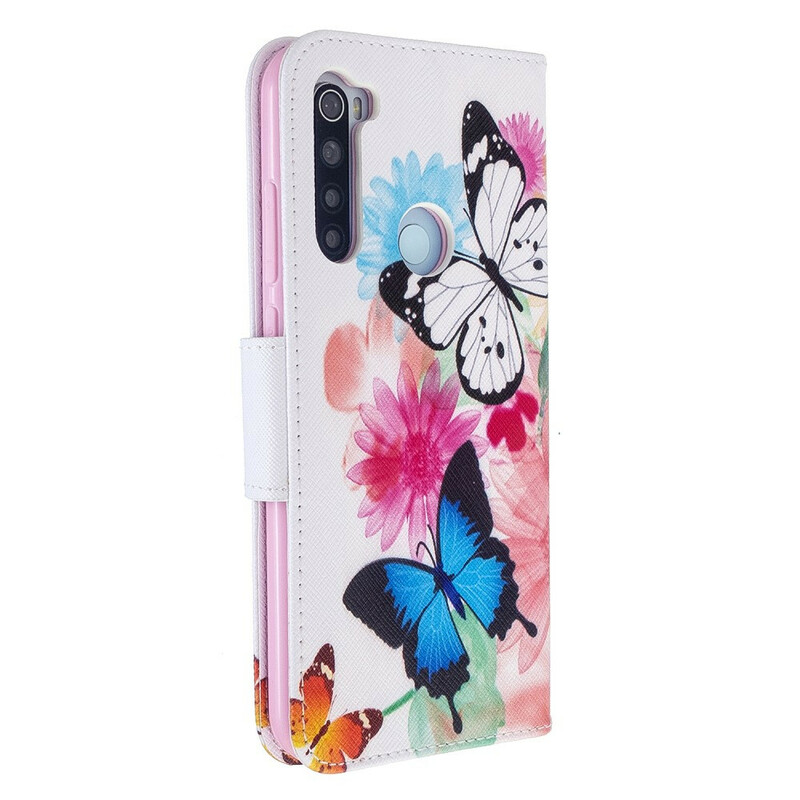 Xiaomi Redmi Note 8T Case Geschilderd Vlinders en Bloemen