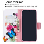 Xiaomi Redmi Note 8T Hoesje Beschilderde Vlinders en Bloemen