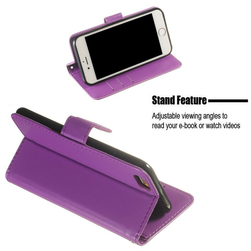 iPhone 6/6S Lederen Hoesje Pure Kleur met Koord