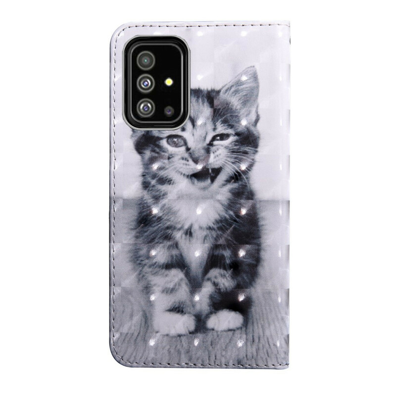 Samsung Galaxy A51 Cat Hoesje Zwart en Wit