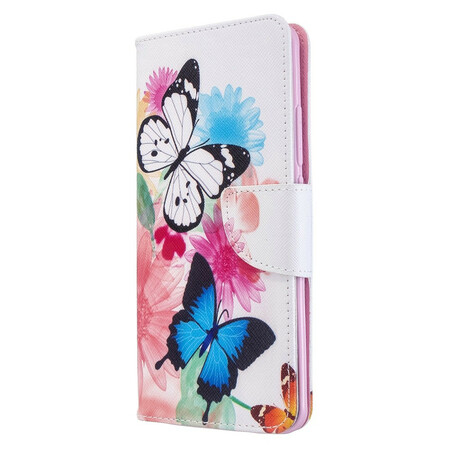 Xiaomi Mi Note 10 Hoesje Beschilderde Vlinders en Bloemen