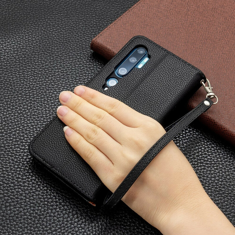 Xiaomi Mi Note 10 Lederen Hoesje Gekleurd Litchi met Koord