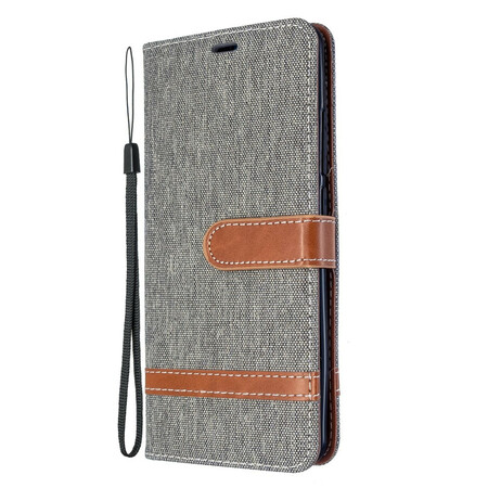Xiaomi Mi Note 10 stof en leer effect riem case