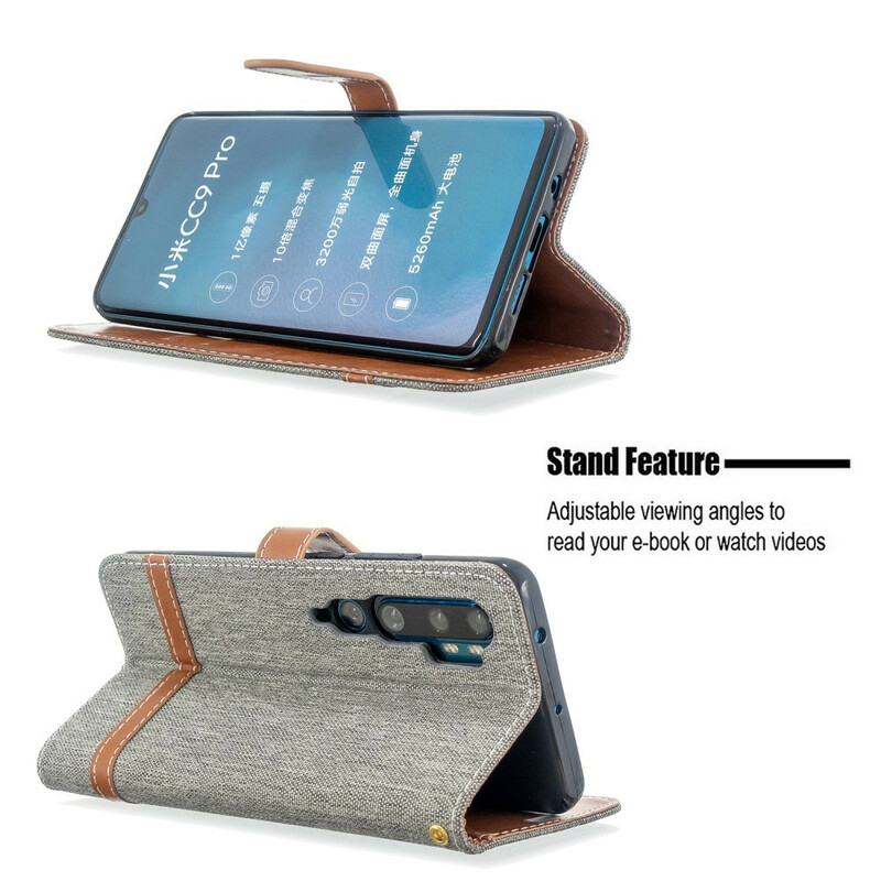 Xiaomi Mi Note 10 stof en leer effect riem case