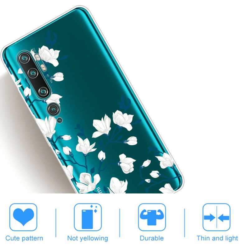Xiaomi Mi Note 10 Hoesje Wit Bloemen