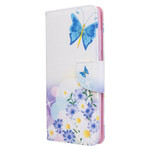 Samsung Galaxy A51 Hoesje Beschilderde Vlinders en Bloemen