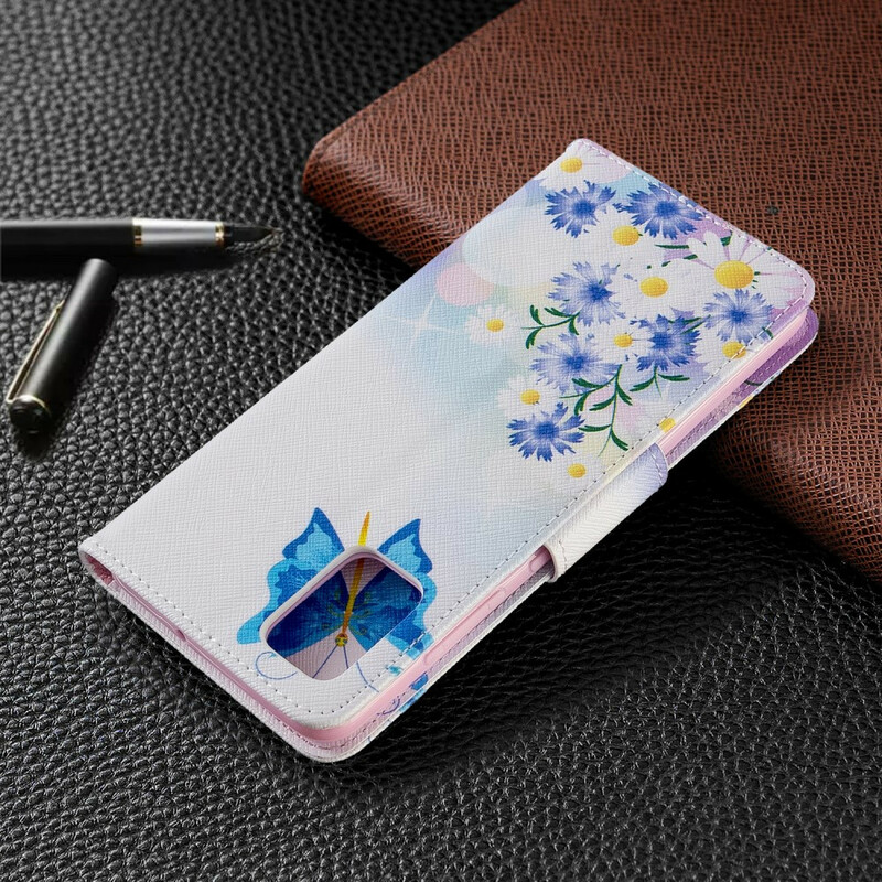 Samsung Galaxy A51 Hoesje Beschilderde Vlinders en Bloemen