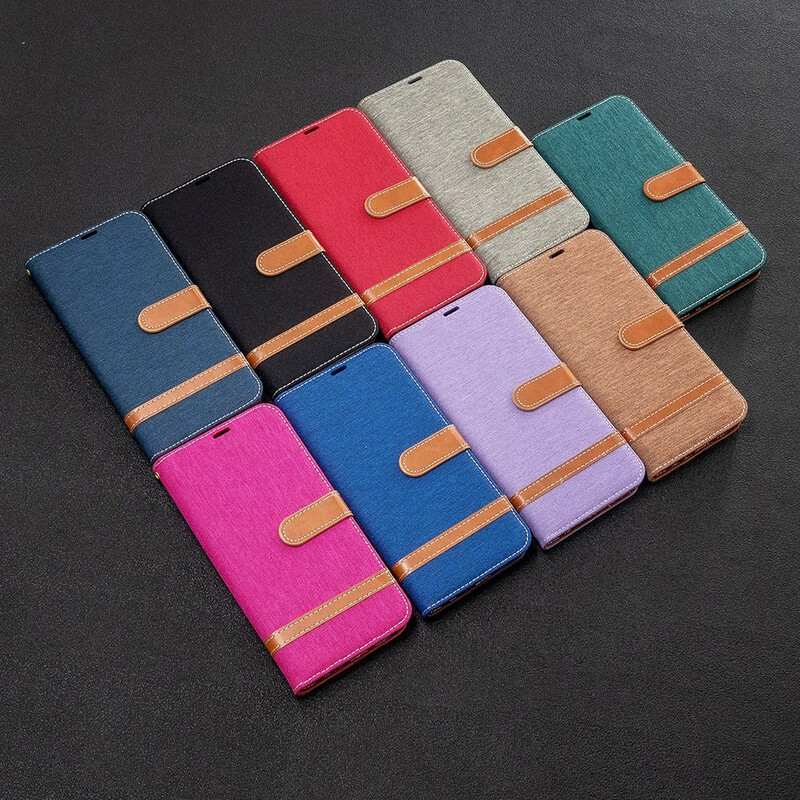 Xiaomi Redmi Note 8T stof en leer effect riem case