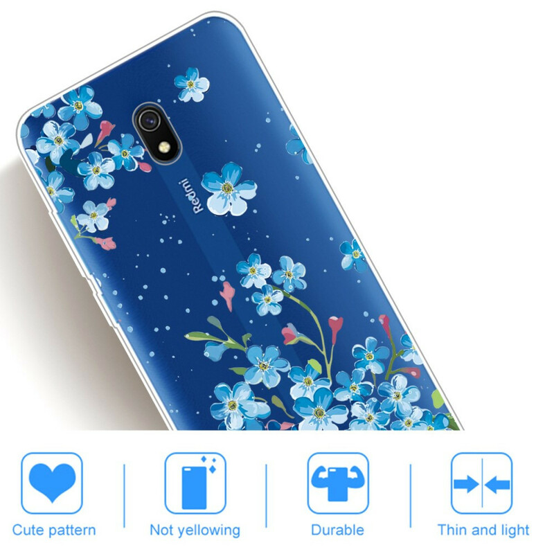 Xiaomi Redmi 8A Blauwe Bloemen Hoesje