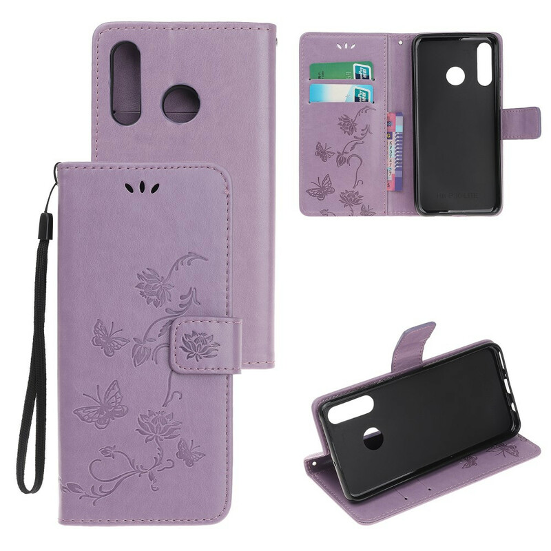 2019 Huawei P Smart Case Vlinders en Bloemen met Bandje