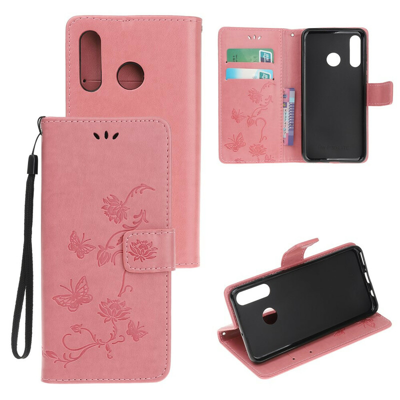 2019 Huawei P Smart Case Vlinders en Bloemen met Bandje