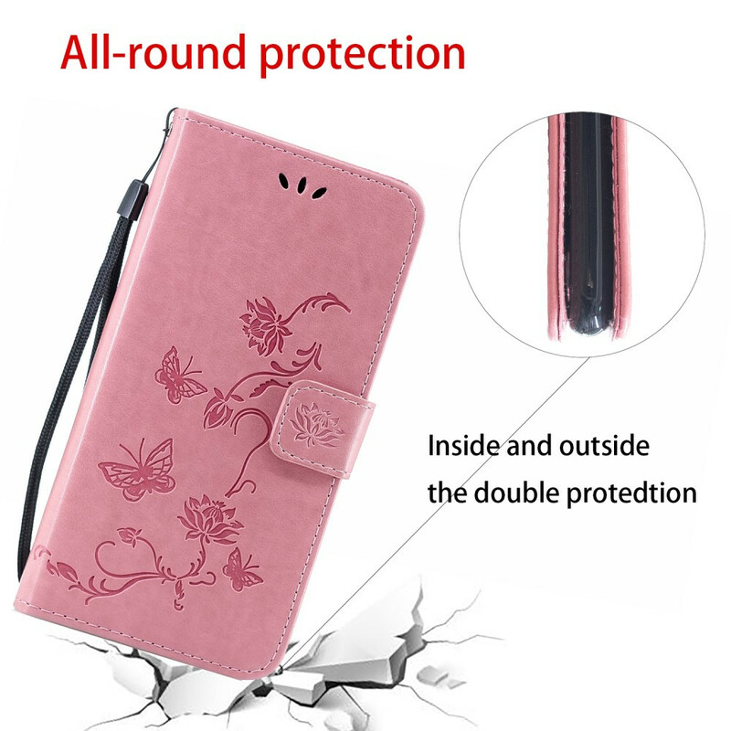2019 Huawei P Smart Case Vlinders en Bloemen met Bandje