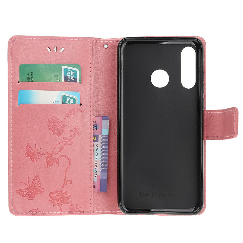 2019 Huawei P Smart Case Vlinders en Bloemen met Bandje