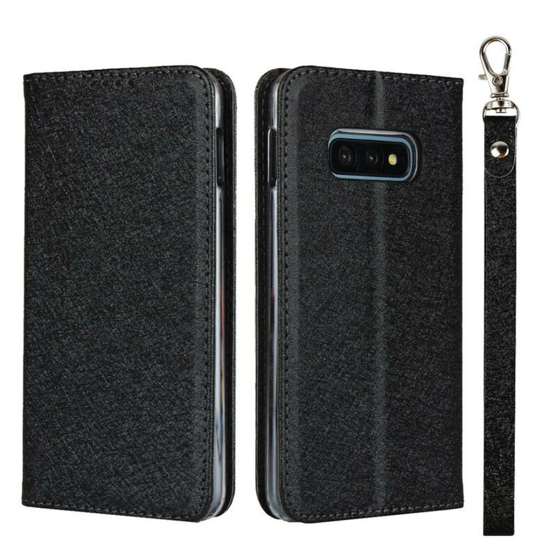 Flip cover Samsung Galaxy S10e Zacht Leer Stijl met Koord