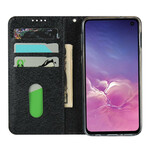 Flip cover Samsung Galaxy S10e Zacht Leer Stijl met Koord