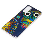 Samsung Galaxy S20 Hoesje Uil Mandala Fluorescerende