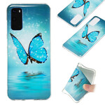 Samsung Galaxy S20 Vlinder Hoesje Blauw Fluoriserend