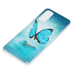 Samsung Galaxy S20 Vlinder Hoesje Blauw Fluoriserend