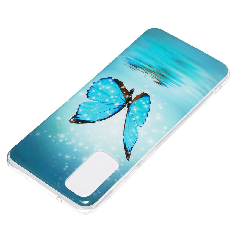 Samsung Galaxy S20 Vlinder Hoesje Blauw Fluoriserend