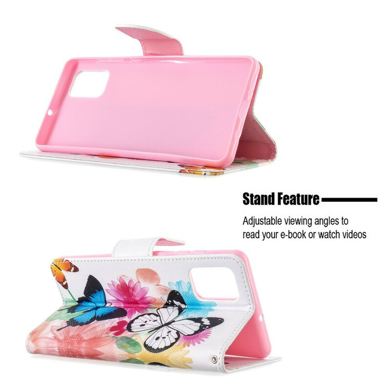 Samsung Galaxy A71 Hoesje Beschilderde Vlinders en Bloemen