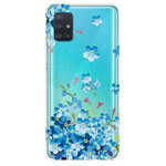 Samsung Galaxy A71 Blauwe Bloemen Hoesje