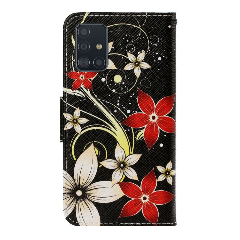 Hoesje Samsung Galaxy A71 Gekleurde Bloemen met Koord