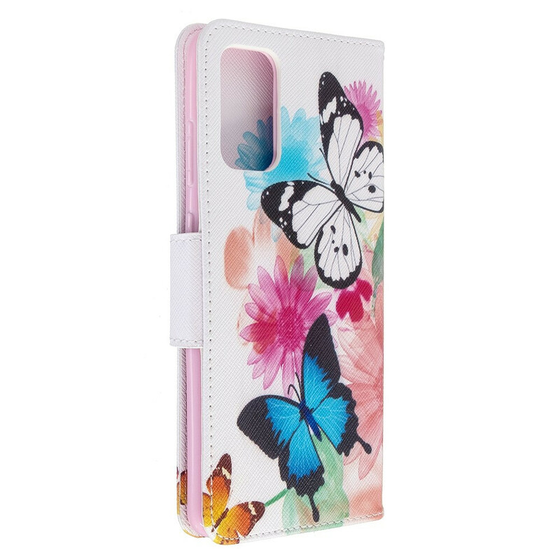 Samsung Galaxy S20 Plus Hoesje Beschilderde Vlinders en Bloemen