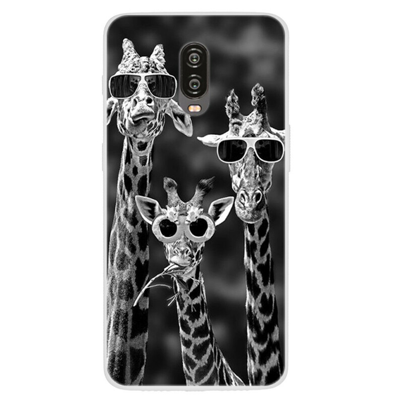 OnePlus 6T Cover Giraffen met Bril