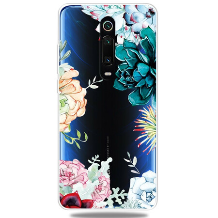 Xiaomi Mi 9T / Mi 9T Pro Transparant Waterverf Bloem Hoesje