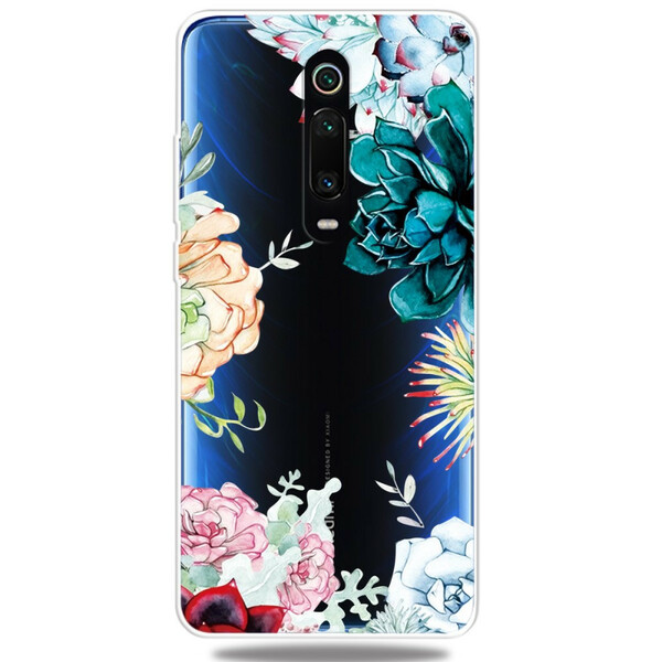 Xiaomi Mi 9T / Mi 9T Pro Transparant Waterverf Bloem Hoesje