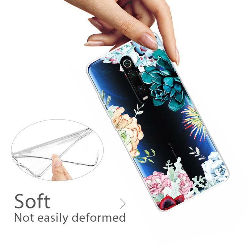 Xiaomi Mi 9T / Mi 9T Pro Transparant Waterverf Bloem Hoesje