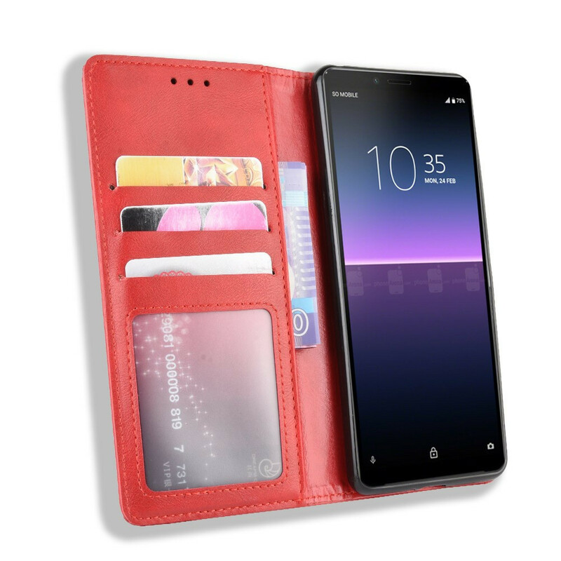 Sony Xperia 10 II Leer Effect Flip Cover