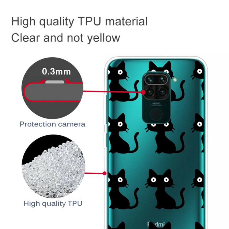 Xiaomi Redmi Note 9 Cover Meerdere Zwarte Katten