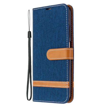 Huawei P40 Lite stof en leer effect riem case