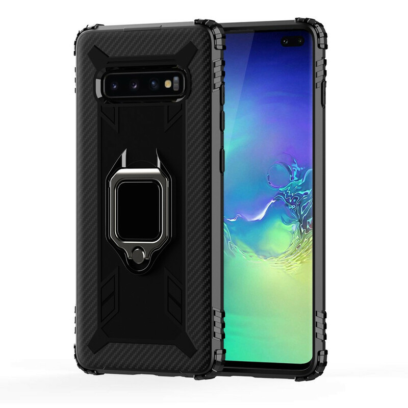 Samsung Galaxy S10 Plus Ring en Koolstofvezel Hoesje