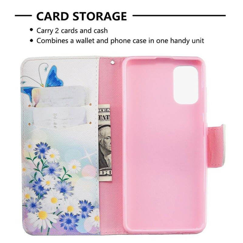 Samsung Galaxy A41 Hoesje Beschilderde Vlinders en Bloemen