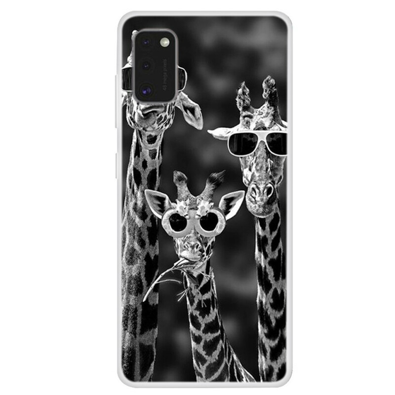 Cover samsung Galaxy A41 Giraffen met bril