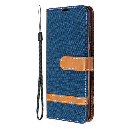 Samsung Galaxy A41 stof en leer effect case met riem