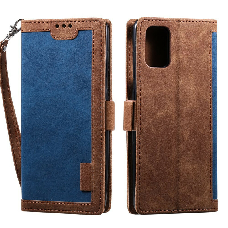 Samsung Galaxy A51 tweekleurige kunstlederen hoesje versterkte contouren Samsung Galaxy A51 tweekleurige kunstlederen hoesje versterkte contouren