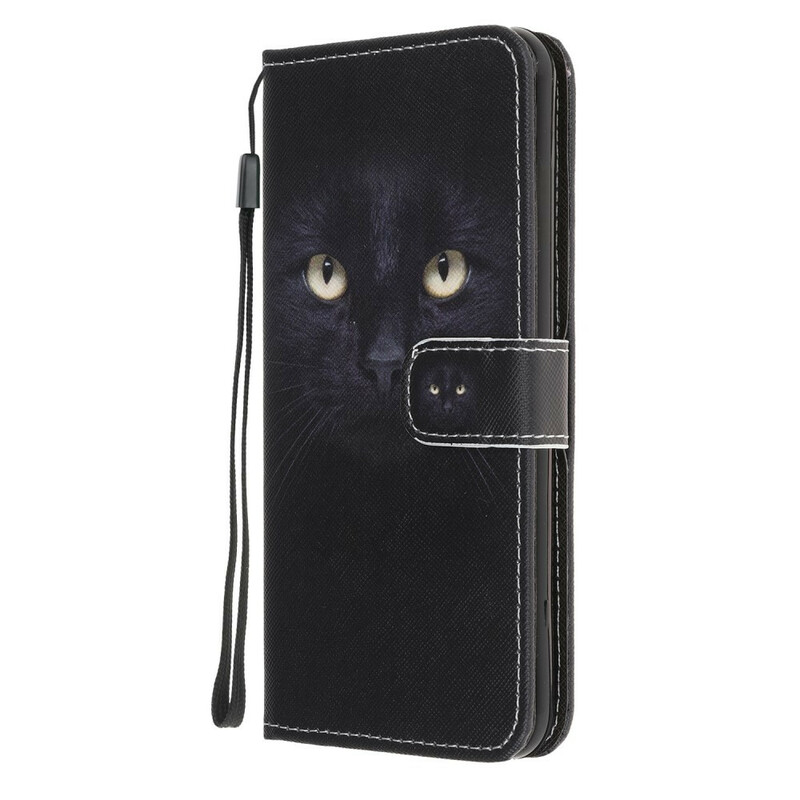 Samsung Galaxy A21s Zwart Kattenoog Hoesje met Koord