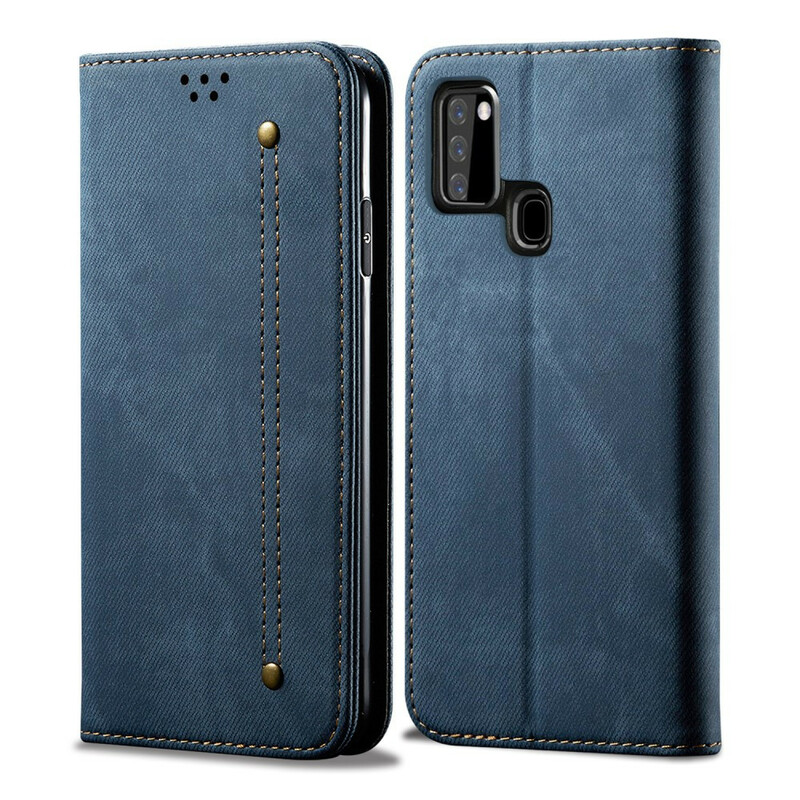 Flip Cover Samsung Galaxy A21s Jeans Stof