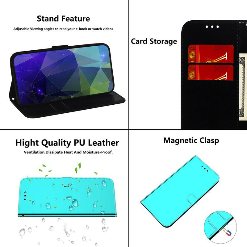 Xiaomi Redmi 9 nep lederen hoesje spiegel Cover