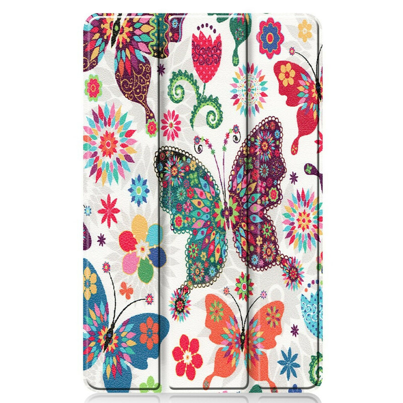 Smart Case Samsung Galaxy Tab S6 Lite Vlinders en Bloemen Retro